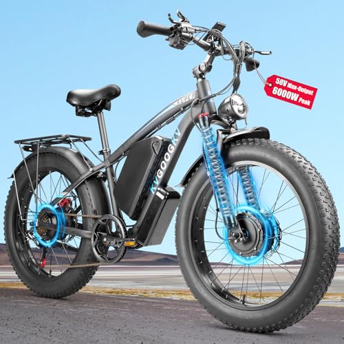 6000W Peak Electric Bike for Adults,58V Max-Output 1856Wh Dual Motor Ebike,47MPH Up to 105Miles Fast Ebike,24