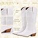 RLW Cowboy Boots for Women, Pointy Toe Cowgirl Boot, Mid Calf Ladies Western Boots with Chunky Heel Fashion, White 6