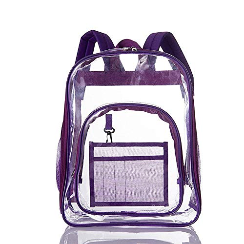 lesgos Clear Rugzak, Heavy Duty transparante rugzak met versterkte verstelbare bandjes Multi-Pockets Student Book Bag voor school veiligheid stadions werk