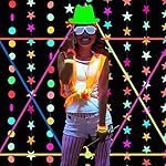 Skylety 24 Pcs Neon Photo Booth Props Glow Photo Booth Fully Assembled Neon Glow Party Colorful Black Light Fluorescent Paper Posing Props for Birthday Wedding Halloween Christmas Decorations - Image 5