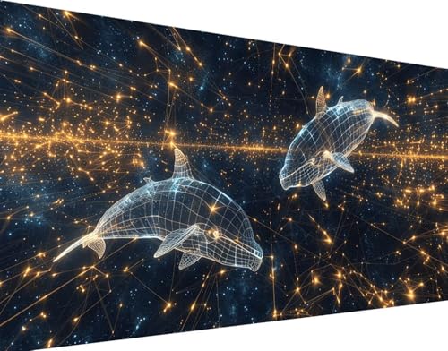 Broderie diamant 5D grand format 70x140 pour décorer une chambre avec des dauphins