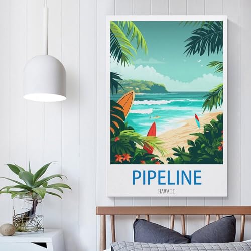 Impression sur toile Pipeline Hawaï déco 50x75 cm