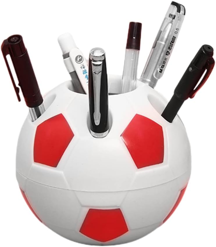 Portalápices para Lapicero, Portalápices Fútbol Creativo Soporte Portalápices para Infantil, Portalápices redondo Accesorios Escritorio Multifuncional Organizador, para Hogar, Escuela, Oficina, 10,5cm