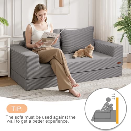 Image of COMAX Convertible Sofa Bed, Futon Sofa Bed, Folding Boneless Couches
