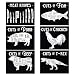 Vintage Style Meat Butcher Prints - T-Rex Dino 6 Chef Diagram Illustrations Black & White Butcher's Cuts of Meat | Beef Chicken Pork Fish T-Rex Meat Knives 8x10 UNFRAMED Poster Kitchen Artwork