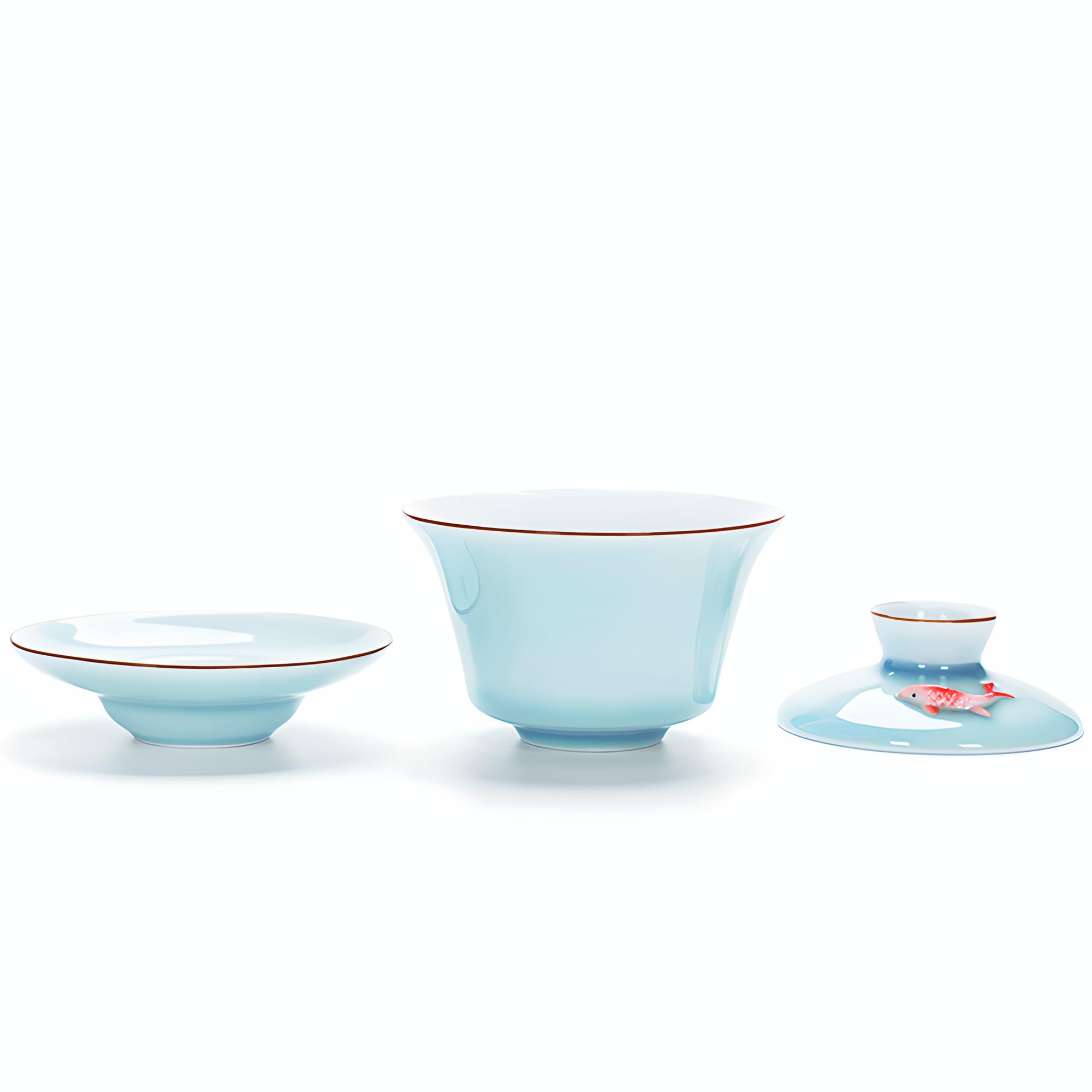 Gaiwan z kolorową rybką koi Yixing, chińską filiżanką do herbaty Gongfu, japońską filiżanką do herbaty, miseczką do herbaty z pokrywką i spodkiem (Gaiwan)