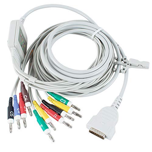 Cable for Marquette/Dash, Temperature Probes Sensors, Сonductive Wire, Data Recorder Cable, Extension Tube Connecting Tube Series (10 Lead for Mac1600, 4.0 Banana Plug End) -  Sinm, X59X