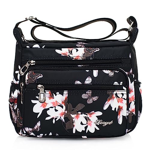 Image of Crossbody Bags for Women Multi Pocket Shoulder Bag Waterproof Nylon Messenger Purses and Handbags