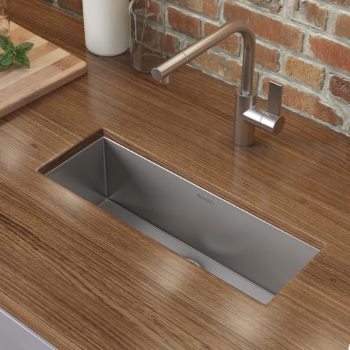 Image of Ruvati RVH7120 Bar Prep Sink 23 inch x 8 inch Narrow Trough Undermount 16 Gauge