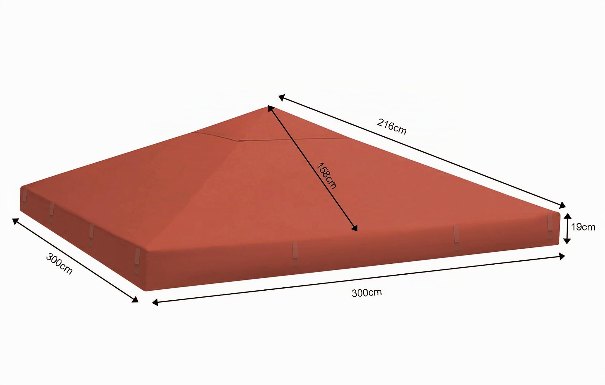 QUICK STAR Techo de Repuesto para cenador de jardín 3x3m Rojo Naranja con Revestimiento de PVC