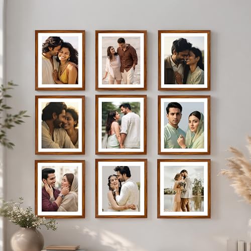 Image of Art Street Premium Photo Frame for Wall & living room, Classic Aesthetic Design Photo Frames for Photograph, Art Work, Kids Room Set of 9 (8x10 Inch, Brown)