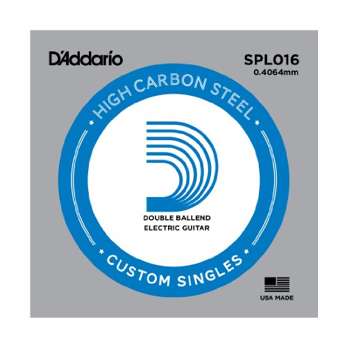 D’Addario SPL016 Corde seule en acier pur pour guitare Extrémité à boules Calibre .016 - Les Beatles, Paul McCartney, John Lennon, RIngo Starr, George Harrison D'Addario SPL016 Corde seule en acier pur pour guitare Extrémité à boules Calibre .016