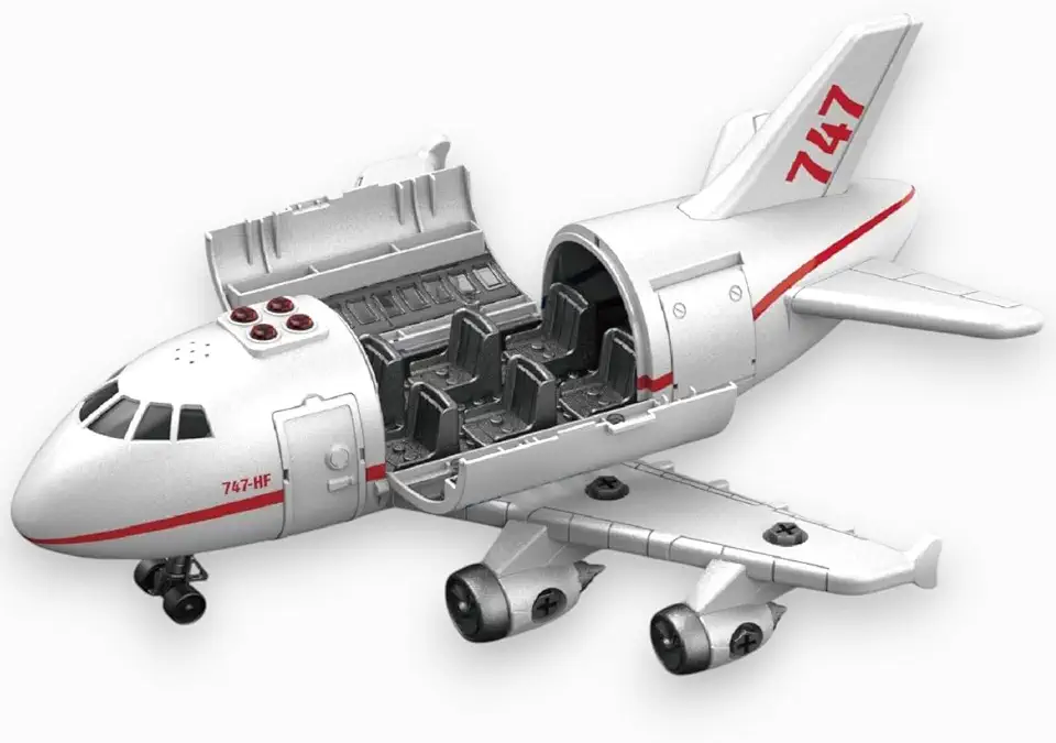 Avião de Brinquedo de Plástico com Som e Luzes com Encaixe para Blocos de Montar