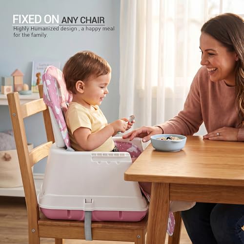Image of Baybee 4 in 1 Convertible High Chair for Kids | Foldable Baby Feeding Chair with Safety Harness, Adjustable Tray, Booster Seat | Easy to Clean, Portable Dining Chair (Pink)