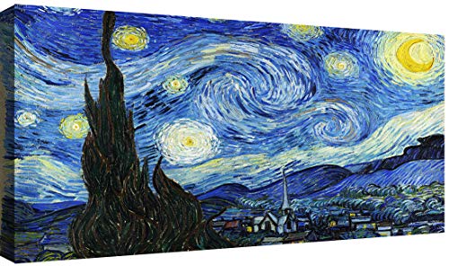 canvashop Quadri Moderni Notte Stellata Van Gogh Cm 100X50 Quadro Su Tela Canvas Stampe Da Parete Arredo Casa Soggiorno Camera Da Letto