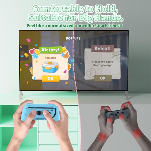 Image of FASTSNAIL Grips Compatible with Nintendo Switch for Joy Con & OLED Model for Joycon, Wear-Resistant Handle Kit Compatible with Joy Cons Controllers, 2 Pack(Light Green and Light Blue)