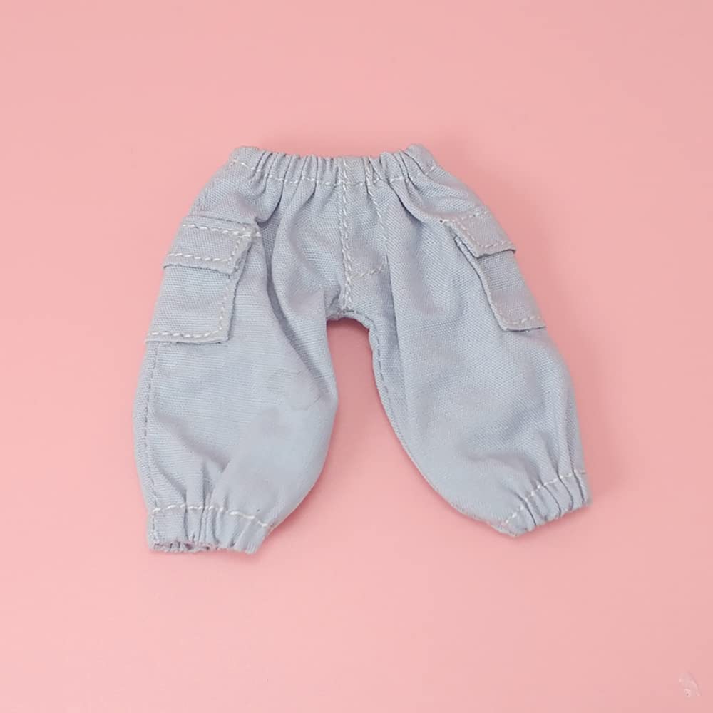 Niannyyhouse T-Shirt & Vest Denim Pocket Pants Für 11 Cm BJD Puppen – 2-teiliges Set In Grau