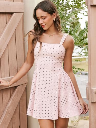 Image of CIDER Womens Polka Dot Going Out Dress Cute Summer Date Night Square Neck Sleeveless Mini Dress