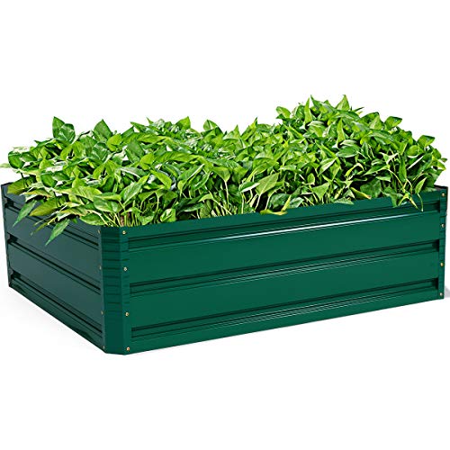 Safstar Galvanized Raised Garden Beds, Outdoor Metal Raised Garden Bed W/ Durable Steel Board, Premium Planter Box For Vegetables Flowers Herb Backyard, Patio, Balcony (39.5" L X 31.5 W X 12.0 H) #TOP4