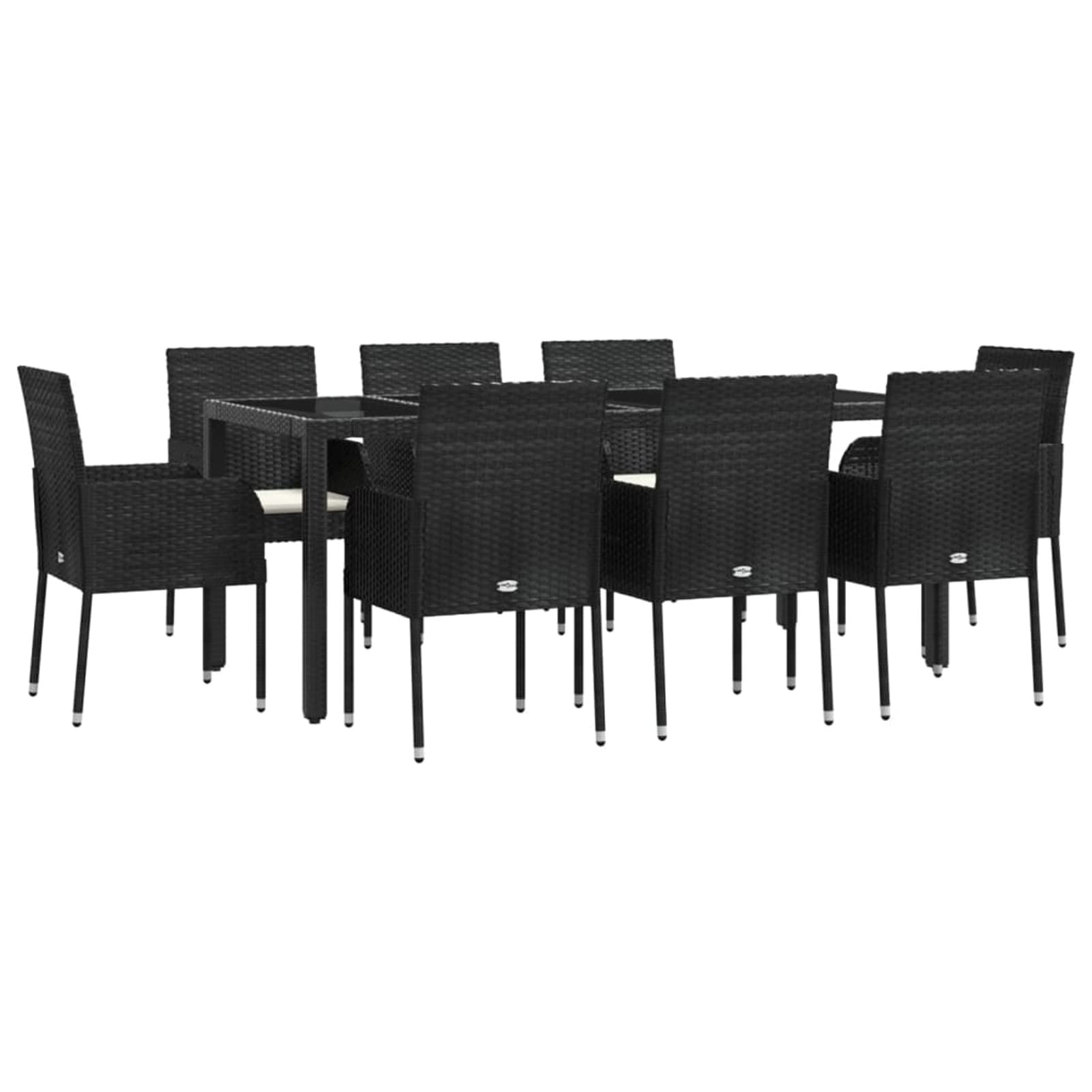 Gecheer Salon de jardin 9 pièces pour 8 personnes, table de jardin avec plateau en verre et fauteuils, meubles de terrasse, meubles de jardin