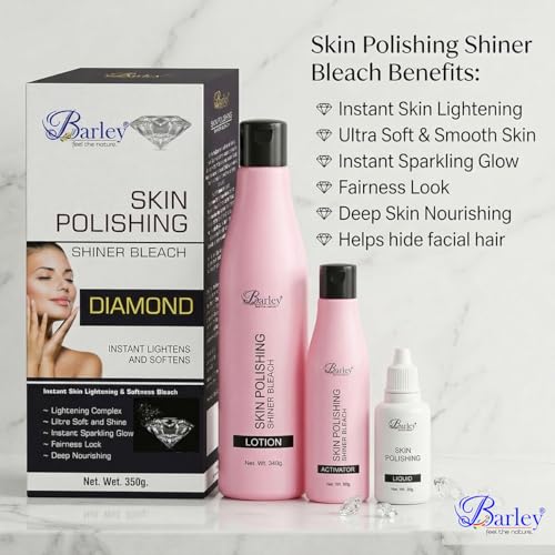 Image of Barley Diamond Skin Polishing Shiner Bleach 350g | Instant Lightening & Softness | Salon Professional Facial Bleach for Glow & Smooth Skin (PACK OF 1)