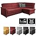 Produktbild Cavadore Ecksofa Pisoo mit Ottomane rechts L-Form mit Federkern und Bettfunktion im klassischen Design, 245 x 89 x 161, Flachgewebe Rot (Bordeaux)