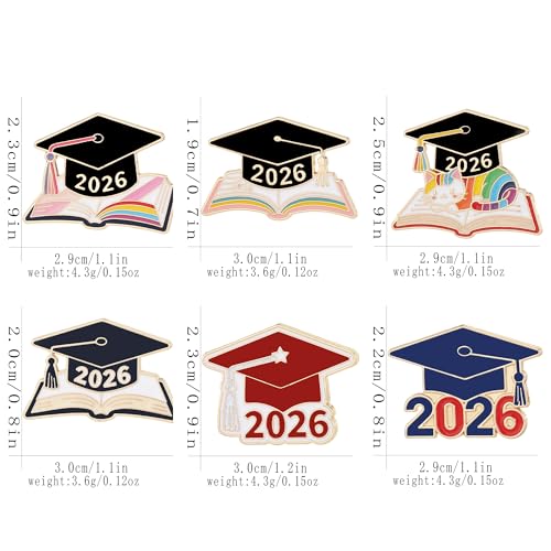 Image of 6 /18 /30 Pack 2026 Graduation Pins - Grad Pins Memorial Keepsake for Graduates, Gifts for Graduates, Class of 2026 Souvenir Pin for High School College Graduate Students, 2026 Lapel Pin