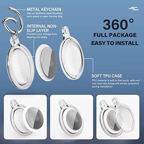 Ipx8 Waterproof Airtag Holder, 6 Pack Apple Airtags With Keychain, Airtag Case For Luggage, Dog Collar, Keys, Anti-Scratch Full Body Protective Airtag Holder (Clear Crystal) #TOP3
