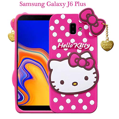 Image of Unirock Hello Kitty Back Case Cover for Samsung Galaxy J6 Plus| 3D Cute Hello Kitty Case |Soft Silicone Rubber Back Cover with Pendant Kitty Cover for Samsung Galaxy J6 Plus (Pink)