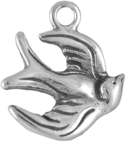 Charm de gorrión volador de plata de ley Artículo #46605, Plata esterlina, No es una piedra preciosa