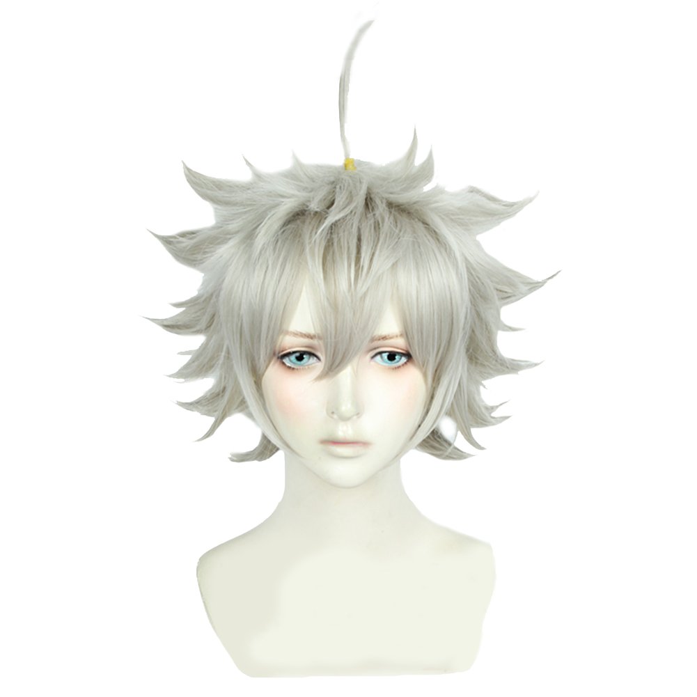 Black Clover Wig Asta Gridelin Anime Cosplay White Short Straight Hair 25cm Accessories Halloween Props for Girls