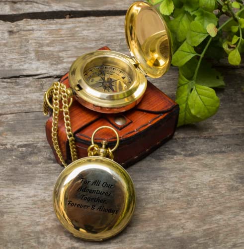 Brújula de latón grabada personalizada, regalo para San Valentín, Día del Padre y Día de la Madre miniatura 3