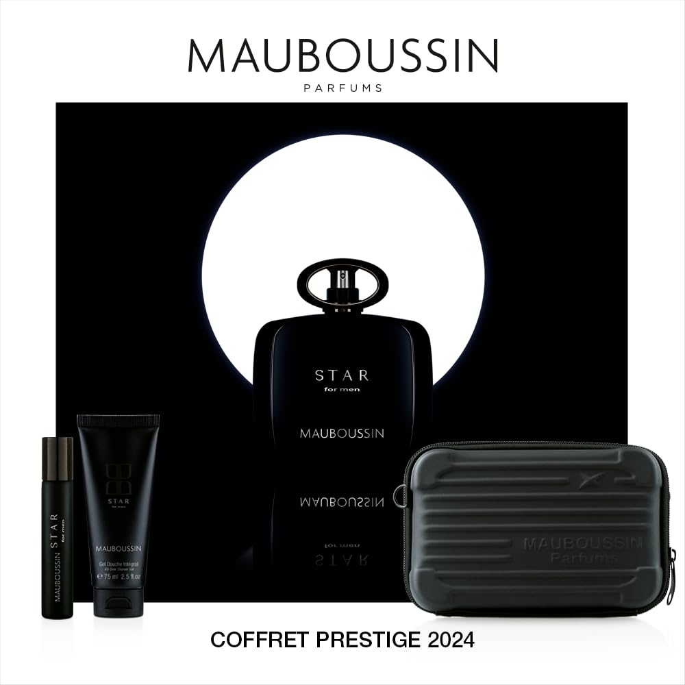 Mauboussin - Coffret Prestige Star For Men : Eau de Parfum 90ml, Gel Douche 75ml, Travel Spray 20ml & Sac Bandoulière