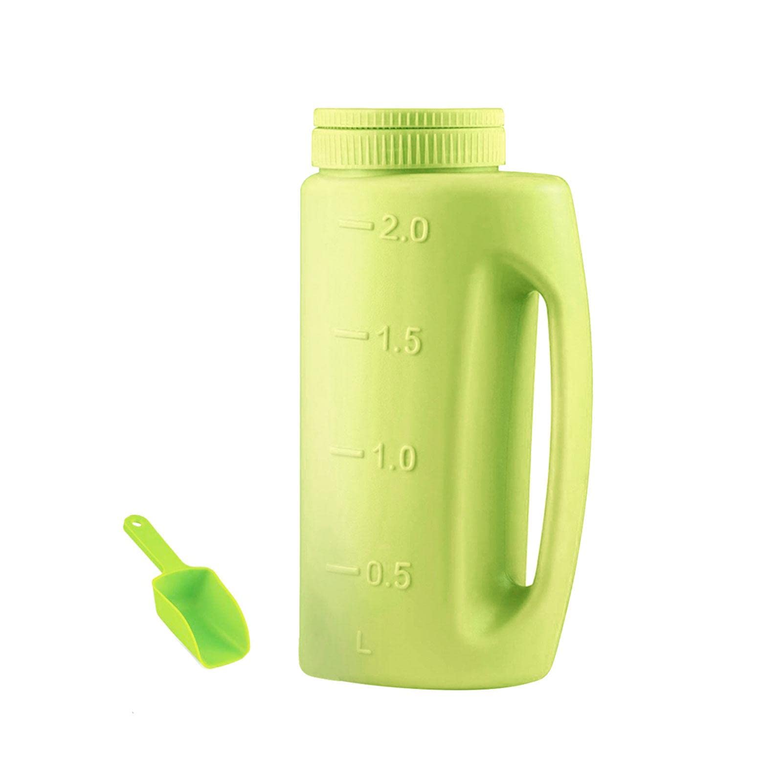 ZESHGON 2L Handheld Spreader, Grass Feed Seeding Fertilise-r Spreader, Adjustable Hole Size Grass Seeding Spreader with Scoop, Handheld Gardening Tool For Garden Lawn and Ice Melt(COLOR:Green)
