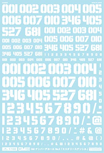 1/100 GM ナンバーデカール No.3 「ミリタリーステンシル」ホワイト