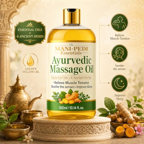 Image of TMPE Ayurvedic Massage Oil Enriched with Clove, Almond & Lemongrass Oils | 6+ Ancient Herbs Aromatherapy | Soothes Joint, Relieves Muscle Soreness - 300ml