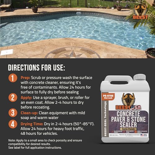 Beest PS-8700 Paver Sealer - Wet Look Satin Finish Stone Sealer & Stamped Concrete Sealer Outdoor & Indoor thumb #4