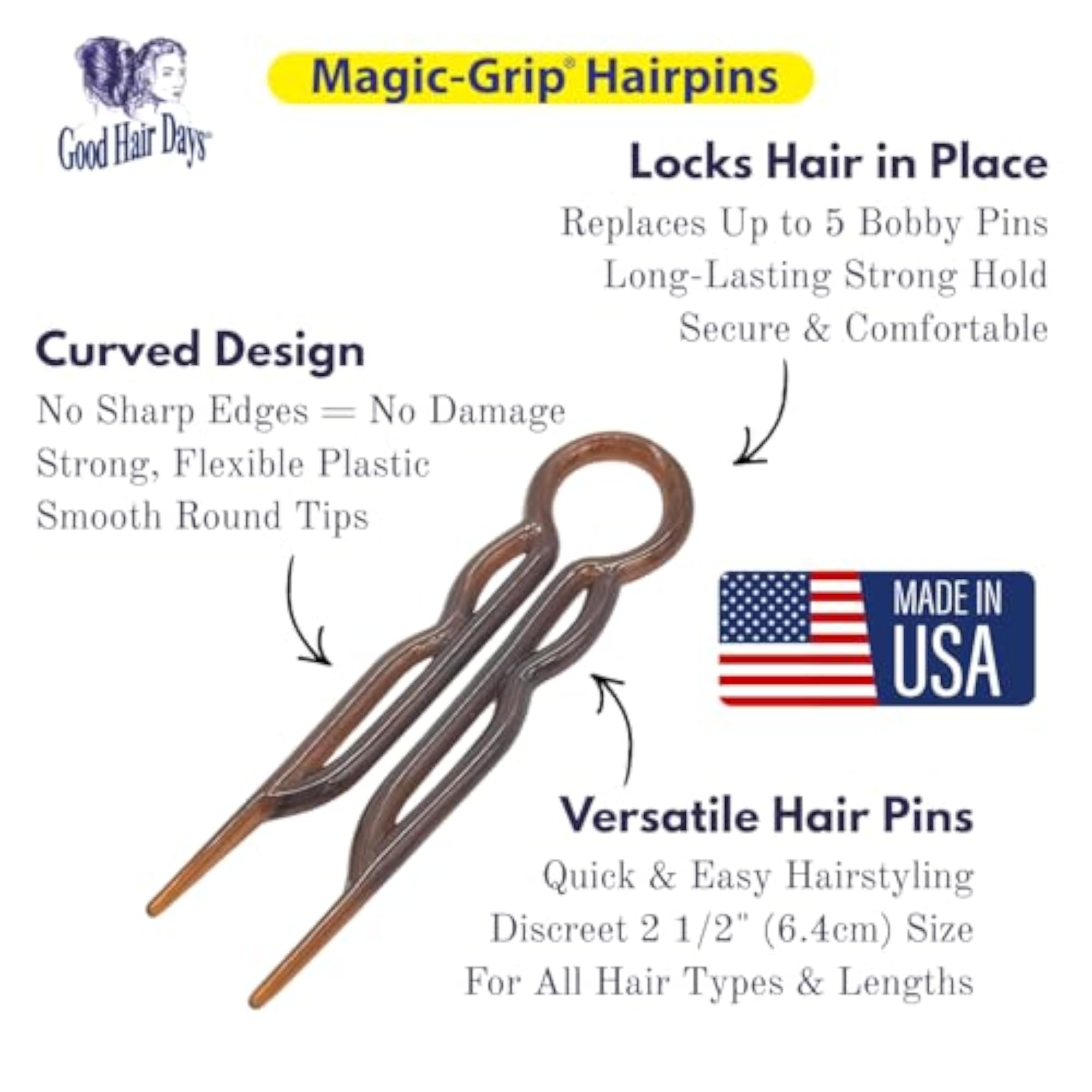 U-Shaped Magic Grip Hairpins, Strong and Durable