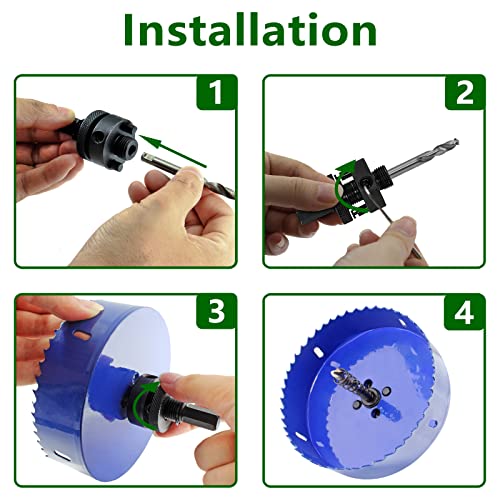 Image of Luomorgo 121mm /4-3 /4 inch Hole Saw with Arbor | 1 1 /4 inch Cutting Depth, HSS Bi-Metal, For Wood Cornhole Boards Plastic Drywall & Metal Sheet