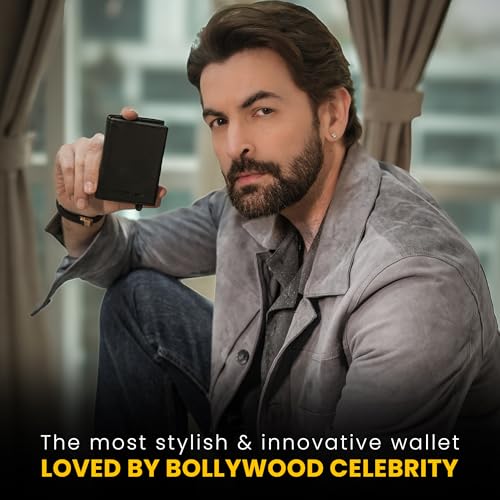 Image of The Wallet Store Men Aluminium Defender Rfid Protected Wallet Cardholder | Pop-Up Card Holder | Scan Proof | Case | Up To 8 Cards | Credit & Debit Card Holder (Black)