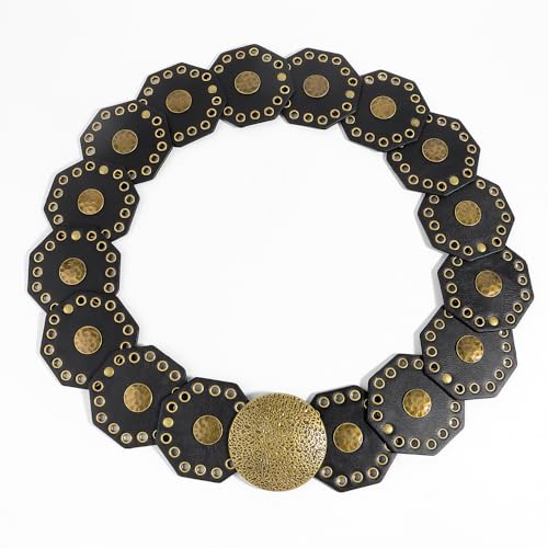 Western-Wide-Disc-Boho-Belts for Women PU-Leather Hollow-Concho Waist Belt for Dress Jeans3