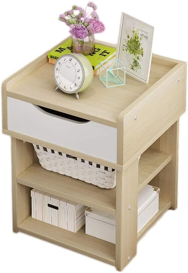 WIQUYBML Bedroom Bedside Storage Cabinet Study Locker Solid Wood No Drawer With Shelf Assembly Big Space Rounded Edge Solid Foot Bedroom Living Room Corridor 30X30X43cm (Color : Oak) (Oak)