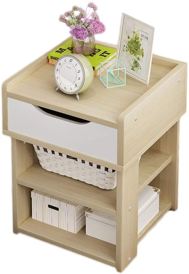 WIQUYBML Bedroom Bedside Storage Cabinet Study Locker Solid Wood No Drawer With Shelf Assembly Big Space Rounded Edge Solid Foot Bedroom Living Room Corridor 30X30X43cm (Color : Oak) (Oak)