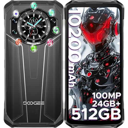 DOOGEE S119 Rugged Phone Unlocked,24GB+512GB/TF 2TB Rugged Smartphone with 1.32" Rear Screen,10200mAh Battery/33W,6.72" FHD+,100MP+20MP Night Vision,NFC/Dual Unlock/3 Card Slot/OTG US S119 S