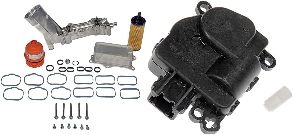 Dorman 926-959 Patented Upgraded Aluminum Engine Oil Filter Housing with Oil Cooler and Filter Compatible with Select Models (OE FIX) & 604-029 HVAC Blend Door Actuator Compatible with Select Models