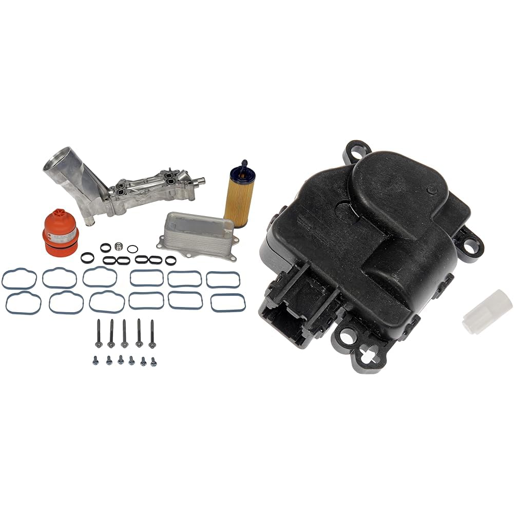 Dorman 926-959 Patented Upgraded Aluminum Engine Oil Filter Housing with Oil Cooler and Filter Compatible with Select Models (OE FIX) & 604-029 HVAC Blend Door Actuator Compatible with Select Models