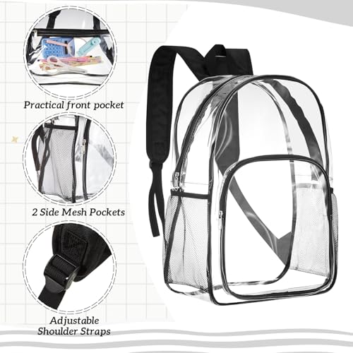 Image of Amylove 36 Pcs Clear Backpack bulk for Stadium Events Heavy Duty PVC Transparent Bookbag for College Workplace Security (17 Inches,Blacks)