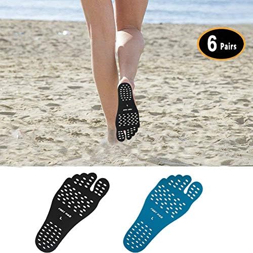AKI 6 Pairs Barefoot Foot Pads Invisible Adhesive Shoes Pad Durable Stick on Soles for Unisex Non-Slip Shoe Stickers Waterproof Sticky Feet Pads Beach Accessories US 7-9.5 Size