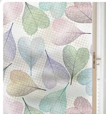 ウィンドウフィルムのプライバシー 色植物葉静電スクラブ窓フィルム不透明浴室プライバシーペースト引き戸 pvc フィルム 夏の窓 (C