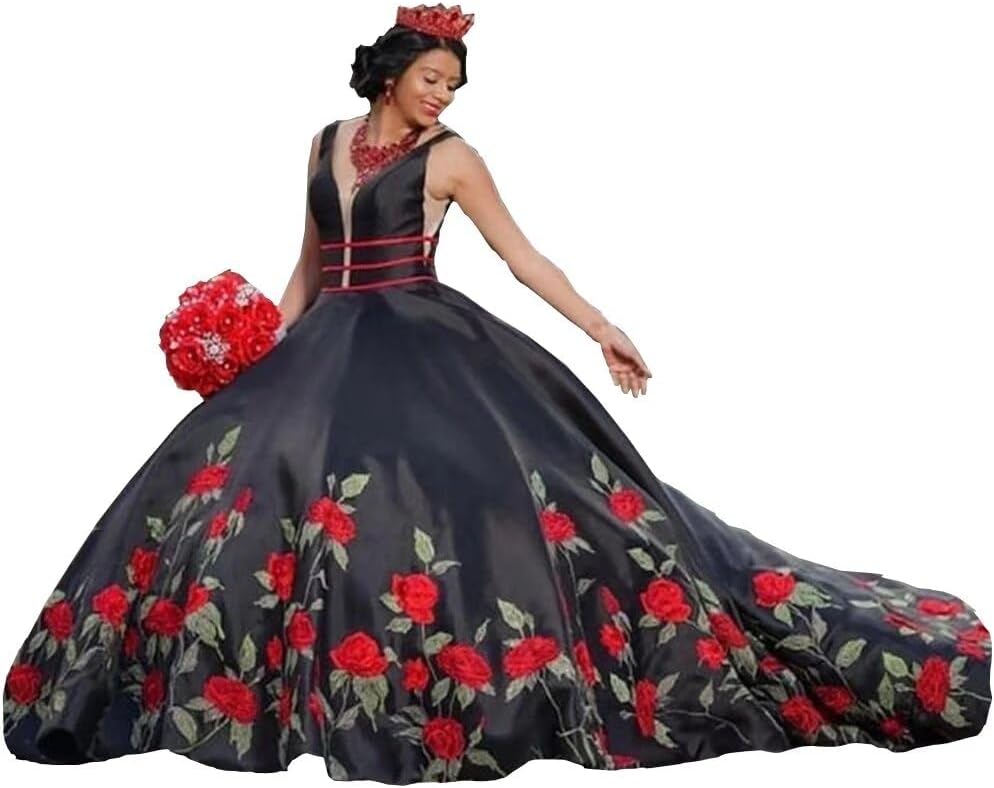 mexican inspired prom dresses Mexican Quinceanera Prom Dresses Embroidery Flowers Sweet 16 Party Evening  Dress
